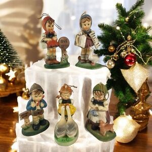 Hummel Inspired Figurines Set of 5  VTG 90s Hong Kong Plastic Children & Animals
